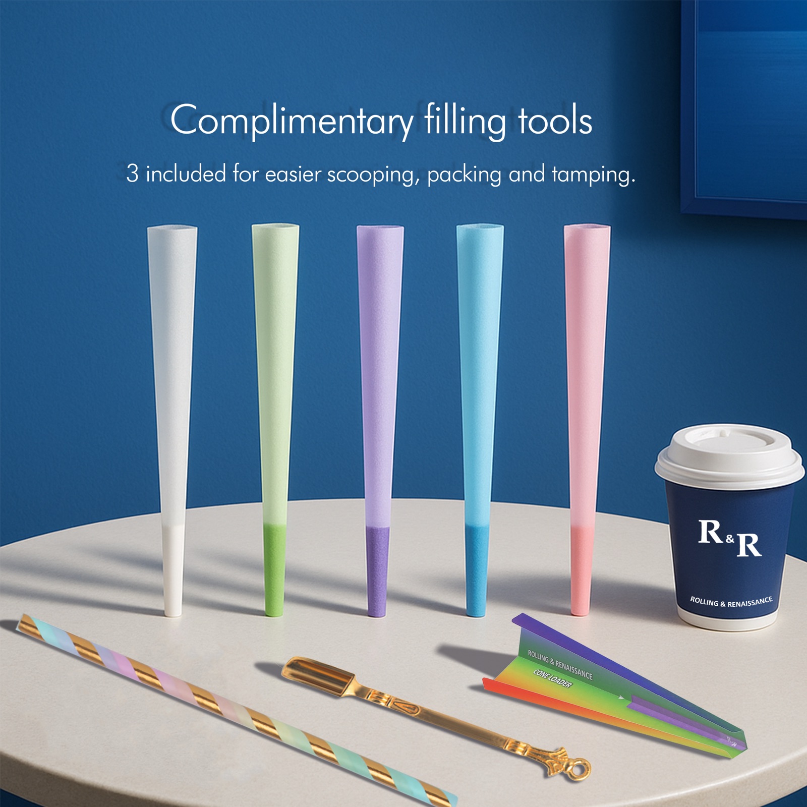 Complimentary filling tools — packing tool, cone loader, straw